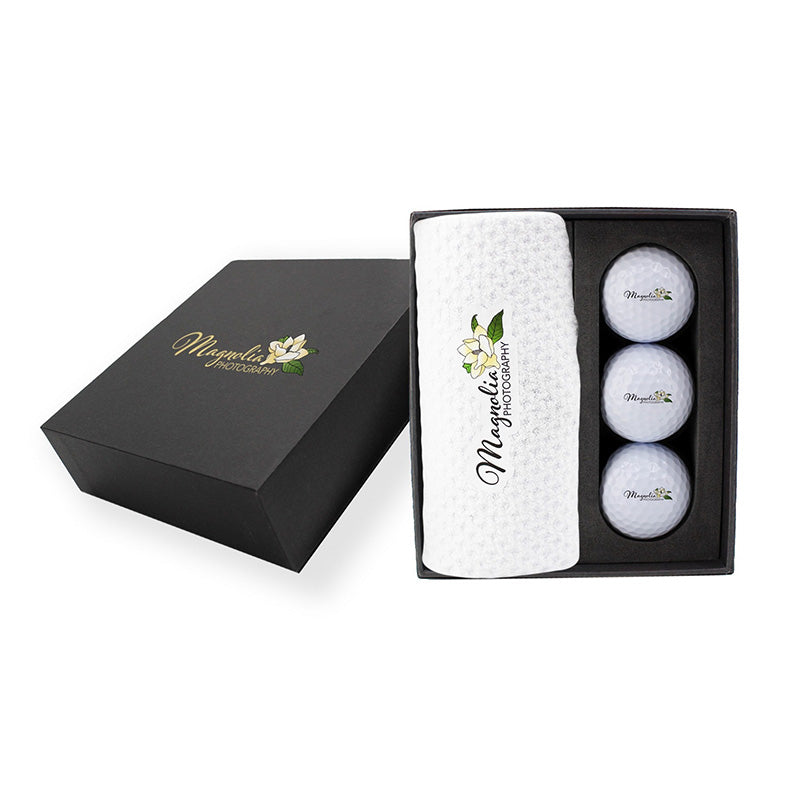 Mini coffret de présentation Serviette et balles de golf 