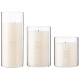 European-style Cylindrical Pure White Smokeless Candle In Glass Cup