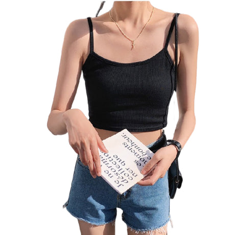 Summer Ribbed Cropped Cami Top