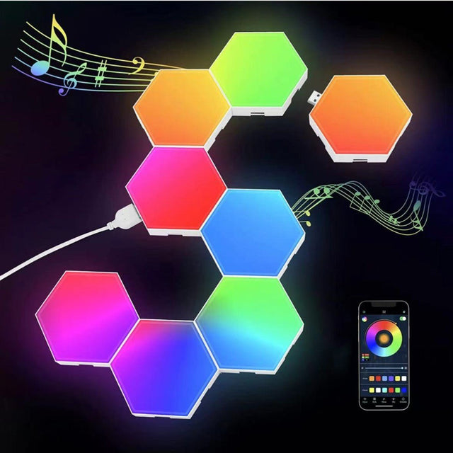 8 Pack Hexagon Wall Lights Rgb Panel - Yorkn Inc✅