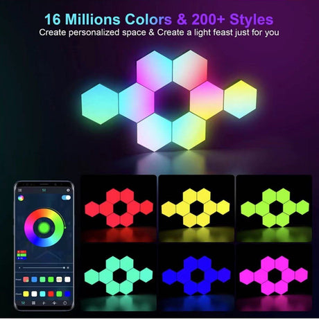 8 Pack Hexagon Wall Lights Rgb Panel - Yorkn Inc✅