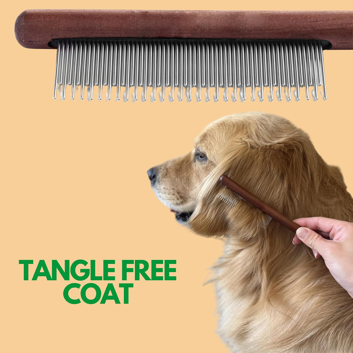 Peigne pour animaux en bois et en métal 