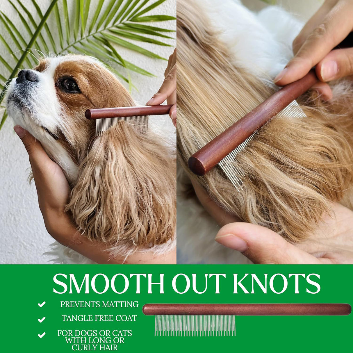 Peigne pour animaux en bois et en métal 