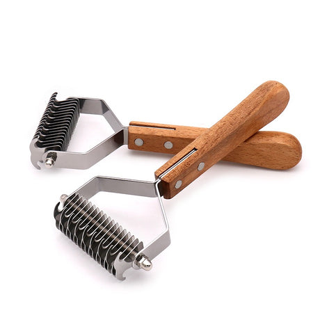 Dog & Cat Detangler Comb - Natural Wood Handle