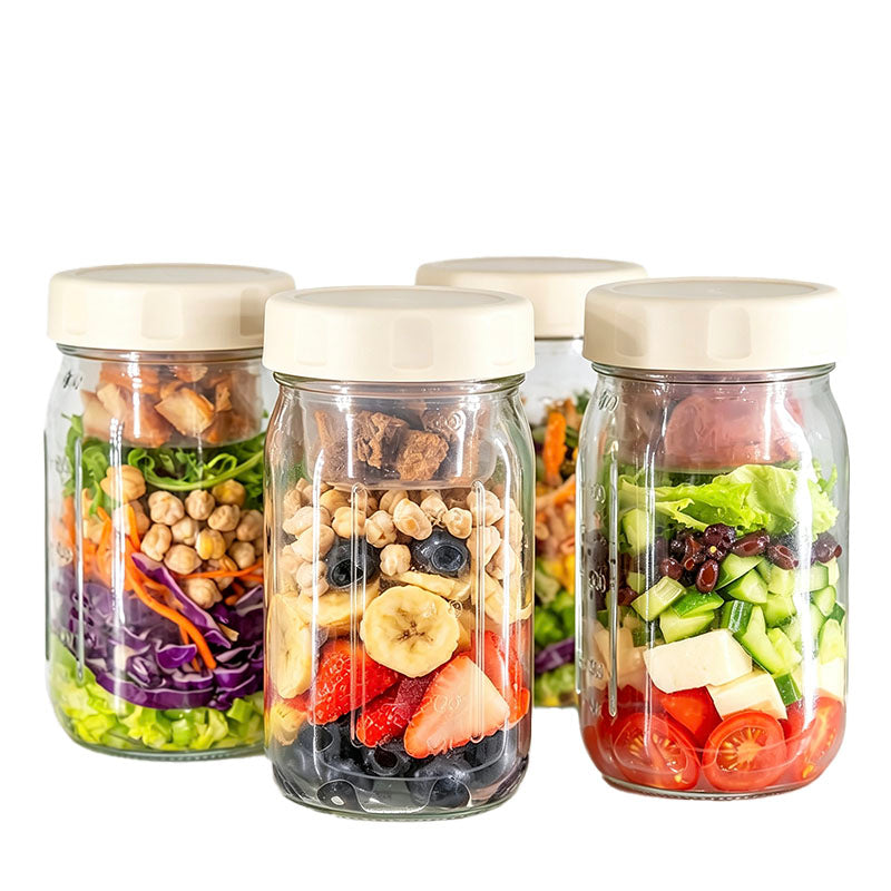 4 Pack Glass Salad Jars