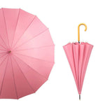 Classic Windproof Straight Umbrella 16 Ribs Wood Crook Handle - Yorkn Inc✅