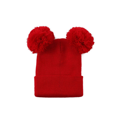 Double Pom - pom Knitted Acrylic Yarn Beanie - Yorkn Inc✅