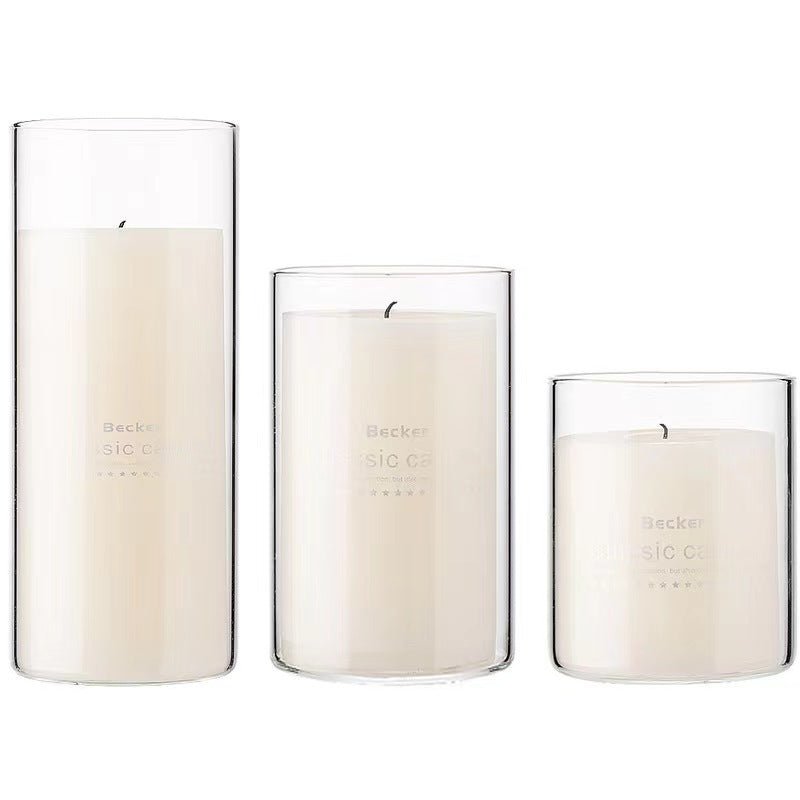 European - style Cylindrical Pure White Smokeless Candle In Glass Cup - Yorkn Inc✅
