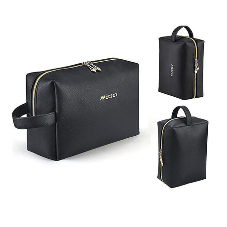 Pu Leather Makeup Bag With Handle - Yorkn Inc✅