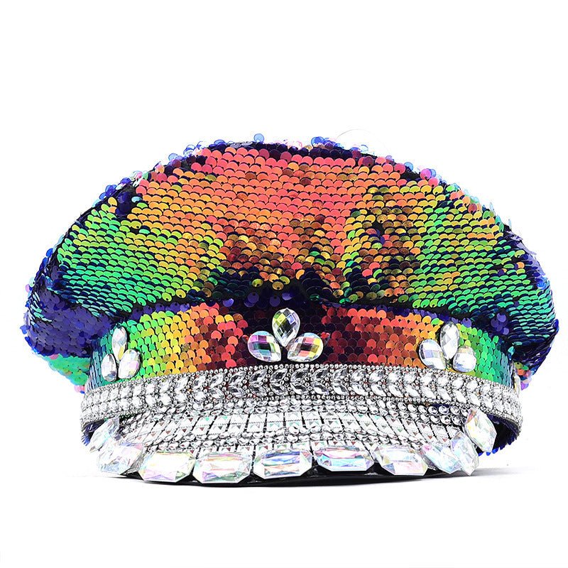 Sequin Flat Top Navy Hat - Yorkn Inc✅