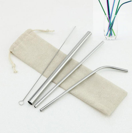 Straws Set With Linen Pouch - Yorkn Inc✅