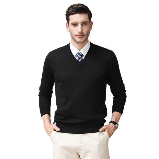 V - neck Solid Color Sweater - Yorkn Inc✅