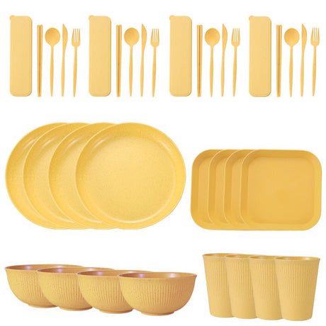 Wheat Straw Dinnerware Sets For 4 36pcs - Yorkn Inc✅