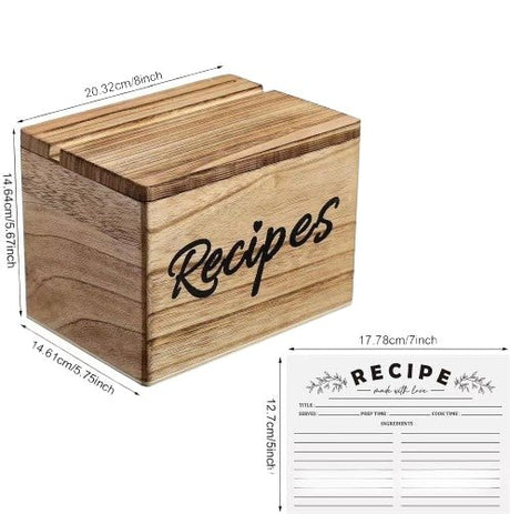 Wooden Recipe Box With Recipe Cards - Yorkn Inc✅